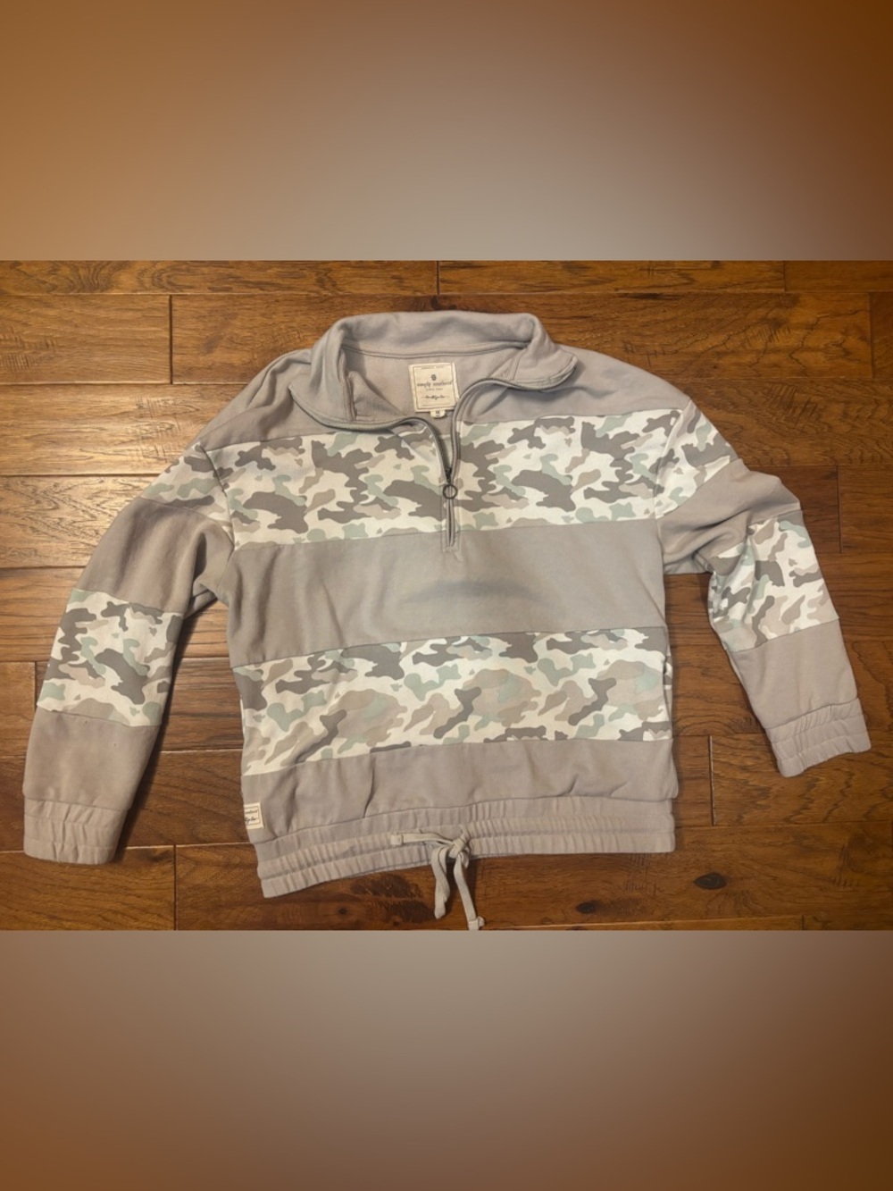 Simply Southern Grey Camo Quarter-Zip Pullover